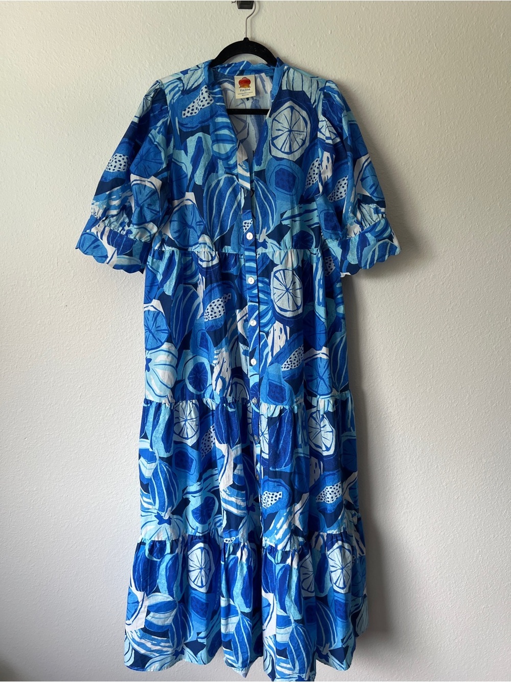 Anthropologie Farm Rio Short-Sleeve Printed Midi Shirt Dress Size Large - Picture 4 of 6